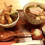 蕎麦料理 すみや - 小海老天丼と鴨南蛮蕎麦。