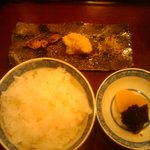 滋味 康月 - ご飯、へしこ、大根葉じゃこ炒め、香物等