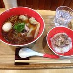 Japanese Soba Noodles 蔦 - ワンタン味玉醤油Soba＋ロース飯