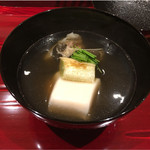 銀座 しのはら - 天然鼈、焼きねぎ、白胡麻豆腐、芽葱