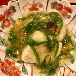 津の守坂 小柴 - 揚物：海老いもと白子。いかにも京都って感じ。日本料理はほとんど京都でしか食べないワタシにとってはほっとする味。