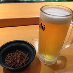 うまい鮨勘 - お通しとビール