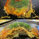 蔵人 - 広島風お好み焼き【チーズ入りそば】(750円)