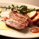 French duck breast rotille with balsamic and shikuwasa marmalade sauce