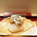 銀座 しのはら - 柴山松葉蟹　あん肝　飯蒸し
      