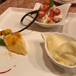 ビストロ・ラ・クッチーナ - いちごのショートケーキ
            クレームブリュレ
            青リンゴのシャーベット