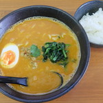 スパイシーカレーとんこつラーメン 願力屋 - スパイシーカレーとんこつラーメン（激辛）＋ライス