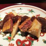 二条城ふる田 - 10】京都牛ヒレカツ　海老芋唐揚げ　淡路島玉ねぎ特製ソース(2016.12月)