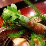 滋味 康月 - 【2016.12】春菊と肉味噌のライスペーパー巻（ママンお気に入り）