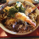 えびすや - えびおろしうどん(温)・松　松だと大きなえび天が2本！！サクサクの時のえび天がおいしいのはもちろん、汁を吸い込んだえび天もまたいいっ♪　2016/12/31