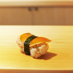 鮨 あらい - 2016年12月
            あん肝西瓜奈良漬け乗せ