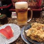回転すし北海道 - まぐろと揚げ物、そして生ビール
