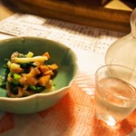 英ちゃん冨久鮓 - 赤貝わけぎぬた ＆ 冷酒