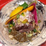 草喰 なかひがし - 2016年11月　牛とヤマドリダケ