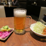 麺処・とんかつ　京いぶき - 生ビールとお漬物