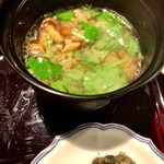 はらまさ - なめこのお味噌汁。かなり甘めだったのは意外でしたがまとまり○。大将が鳥取ご出身なことも影響してるかな？