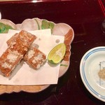 はらまさ - 揚物：うなぎの燻製揚げ。山椒塩でいただきます。
