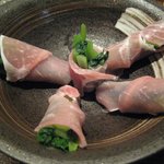 道らく - 小松菜の生ハムまき。