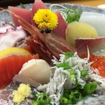 お魚天国 海鮮食事処 - 刺身アップ