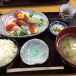 お魚天国 海鮮食事処 - 刺身定食 1500円  ご飯おかわり自由(^o^)