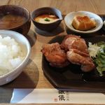 釜炊近江米 銀俵 - 近江米粉の唐揚げ定食