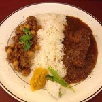 カレーショップ marusuke - 2種盛り(ペッパーチキン、ラムキーマ）