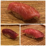 鮨 鈴木 - 大トロ、赤身、中トロ