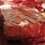 信州交雑牛のカイナメ(ヒレ肉の下のハラミに似た部位)のステーキ