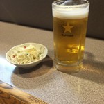 五番館 - 突き出し＆生ビール('15.08)