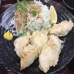 山田サービスエリア(下り線)レストラン　グリーンキッチン - 生野菜サラダ付きの鶏天です