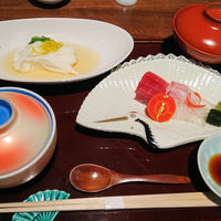 浅草むぎとろ 本店 - 三日とろろ膳(「御造里(まぐろ・たい)」「揚げとろ」「芋まんじゅう」「長芋そうめん」)