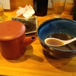 麺哲支店 麺野郎 - 南鹿児島産牡丹蒸篭風つけ麺-スープ割(2016/12)