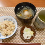 なごみ詩 - 夕食　お吸い物　味付ごはん　お漬物　2016.12