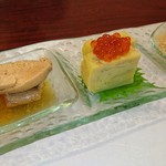 がんこ鮨 - 地酒セットのお通し三点盛