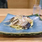 Obase - 大阪湾のイワシのパスタ、
                        ミョウガ、焼きナス