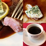 第一洋食店 - ミディアムレアのステーキ/溶けないバター(^^;;/コーヒー