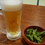 太古の湯 - 生ビール(枝豆付き) 480円