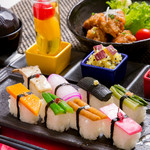 彩り野菜寿司８貫とタレザンギ