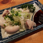 新潟屋 - 子袋刺（にんにく醤油）300円