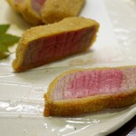 割烹霜田 - 常陸牛のレア揚げ　1,200円