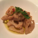 DENRAI - 旬野菜のペペロンチーノ 464円。