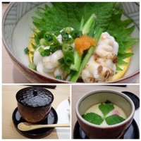 鮨あらき - ◆上：鱈の白子・焼きで・・ポン酢で頂きますが、旬ですので美味しいですね。 ◆下：茶碗蒸し。お出汁を感じ美味しい。