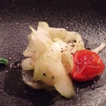 トリヤサイ - 前菜の盛り合わせ２種 菜の花のほうずきのゴマレモン＆セロリとみょうがのマリネ(ハーフサイズ)