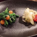 トリヤサイ - 前菜の盛り合わせ２種 菜の花のほうずきのゴマレモン＆セロリとみょうがのマリネ(ハーフサイズ)