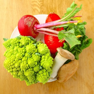 岐阜本巣の契約農家から仕入れる減農薬・無農薬の野菜を使用