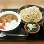 更科二八蕎麦 彦左衛門 - ランチのミニカツカレーセット（ざる蕎麦）