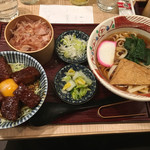 横浜なかや - 温かいきしめんと味噌カツ丼の定食@1,000円