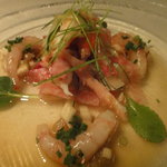 ズワイガニの中国鎮江黒酢しょうが和えと甘海老の紹興酒風味のコンビネーション★