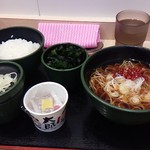 ゆで太郎 - 納豆 360円（納豆、生卵、かけそば、ご飯）+　ワカメ（サービス券利用）