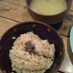 めぐみカフェ - 玄米と大根入り味噌汁 玄米はおかわりしました！